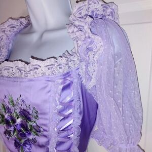 Sugar Thrillz Purple Lilac Lace and Ribbon Floral Blouse